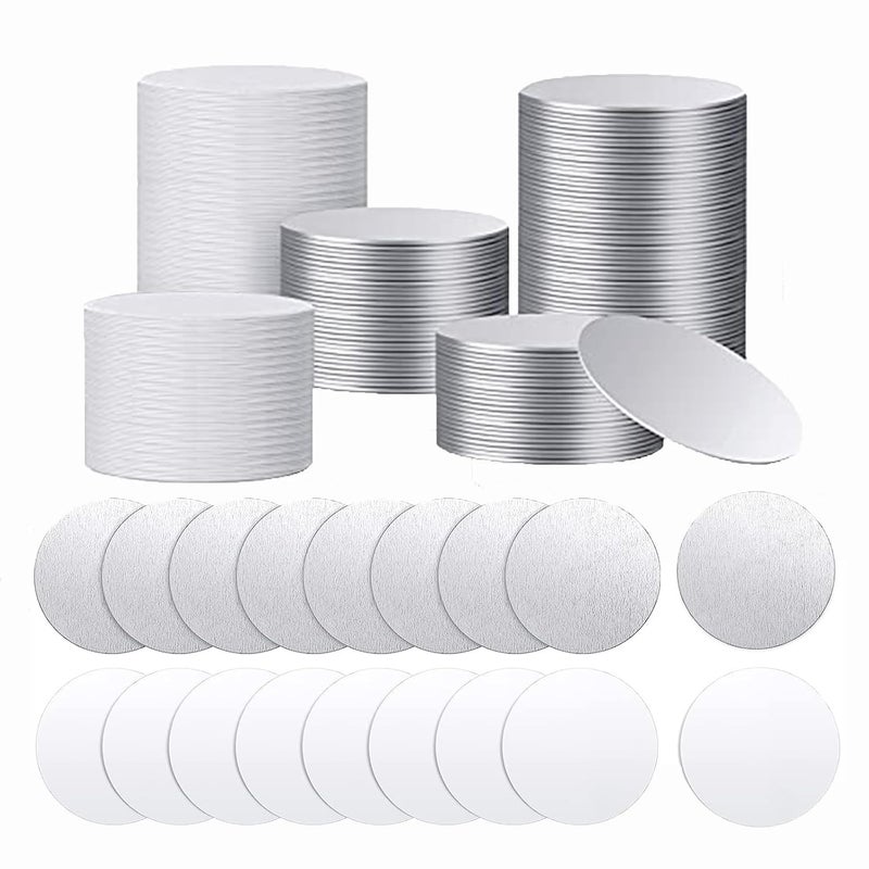 Muka 100Pcs 2 Inch Round Sublimation Blank Aluminum Sheets, Aluminum Board Heat Transfer for Breastpin, Scalable Badge Holder, Photo Tray, Collapsible Phone Holders - Image 1
